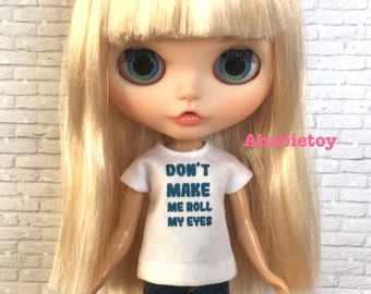 White Graphic T-Shirt for Blythe - Roll My Eyes