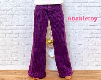 Fashion Flared Corduroy Pant for Blythe - Eggplant