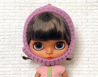Purple color knitted Bonnet helmet hat for Blythe Doll