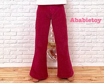 Fashion Flared Corduroy Pant for Blythe - Rose Red