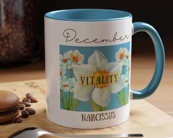 Decemberfödelseblommamugg: Keramisk kaffemugg med blommotiv