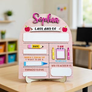 Interchangeable Personalized Back to School Sign for Kids, First Day of School Sign, Last Day of Sign, Back to School Pictures, Kindergarten