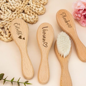 Personalized Baby Brush and Comb Set, Wooden Baby Hairbrush, Engraved Name Brush, Baby Shower Gift, New Mom Gift, Newborn Gift, Baby Gifts