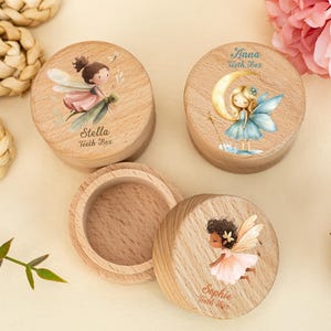 Personalized Fairy Tooth Fairy Box for Baby Girls Wooden Tooth Holder,Birthday Gift for Little Girl,Children Memory Keepsake Gift,Nursery