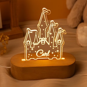 Personalised Name Night Light for Baby,Castle Night Light,Nursery Lamp for Girl,Princess Lovers Lamp,Kids Birthday Gift,Baby Shower Gift