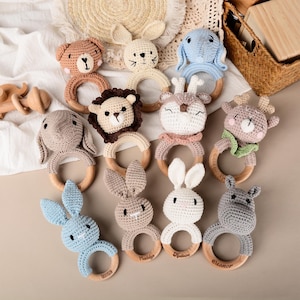 Animal Rattle with Babies Name, Custom Baby Shower Gift, Name Engraving Rattle, Rattle Ring for Newborn Gift, Newborn Gift, Gift for Nephew