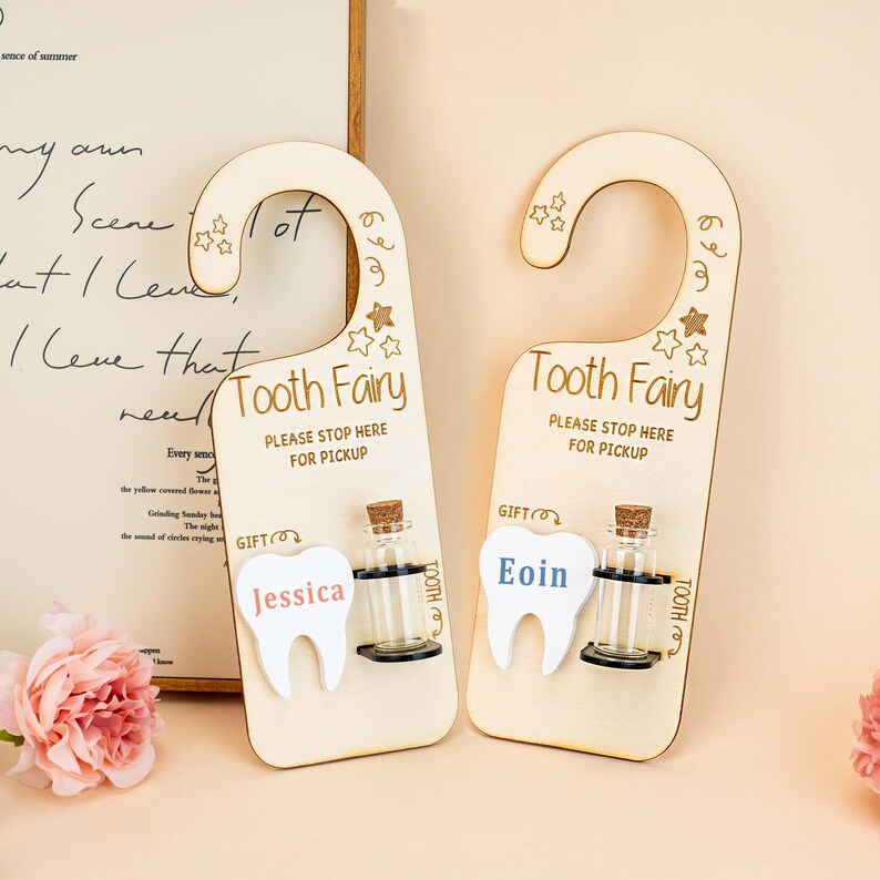 Personalised Tooth Fairy Pickup Dropoff Door Hanger,kids Easter Gift,custom Tooth Fairy Door Hanger,wooden Tooth Fairy Sign,baby Shower Gift