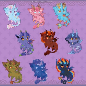 Little Dragons | Porte-clé Acrylique Double-Face | Créature Mignonne