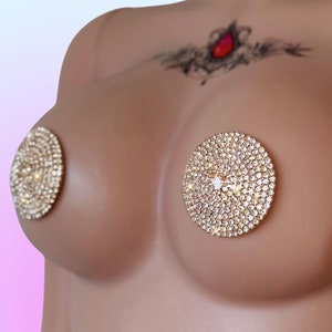 Rhinestone Pasties for Entertainer Outfits, Reusable Crystal Pasties Perfect Exotic Dancewear, Nipple Covers Burlesque Bra