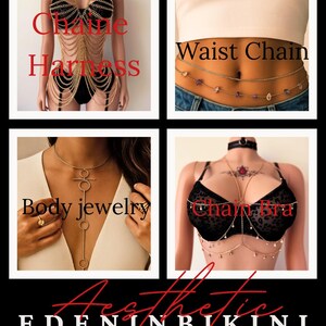Goth Body Chain Body Jewelry, Exotic Dancewear Goth Festival Outfit, Body Chain Harness for Rave Outfit, Punk Jewelry image 14