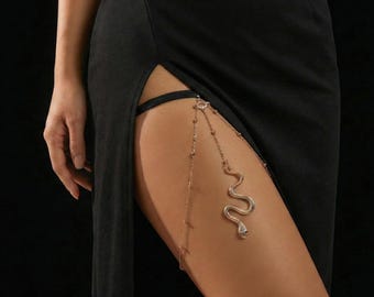 Leg Garter Whimsigoth for Goth Festival Outfit, Snake Jewelry Sexy Body Chain for Rave Outfit, Valentine’s Day Gift for Her