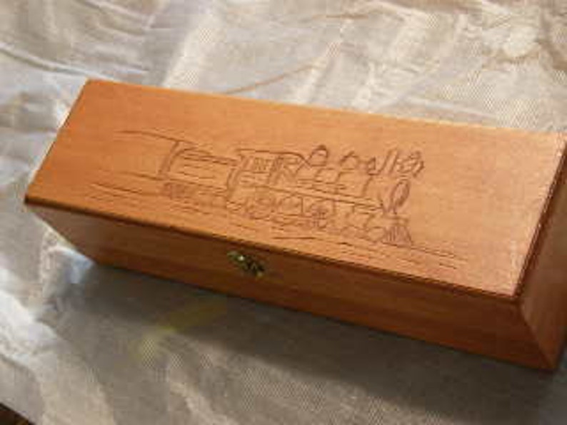 Hand Carved Wooden Box Train Scene image 1