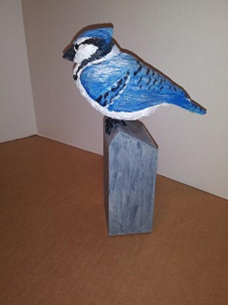 Hand Carved Blue Jay image 1