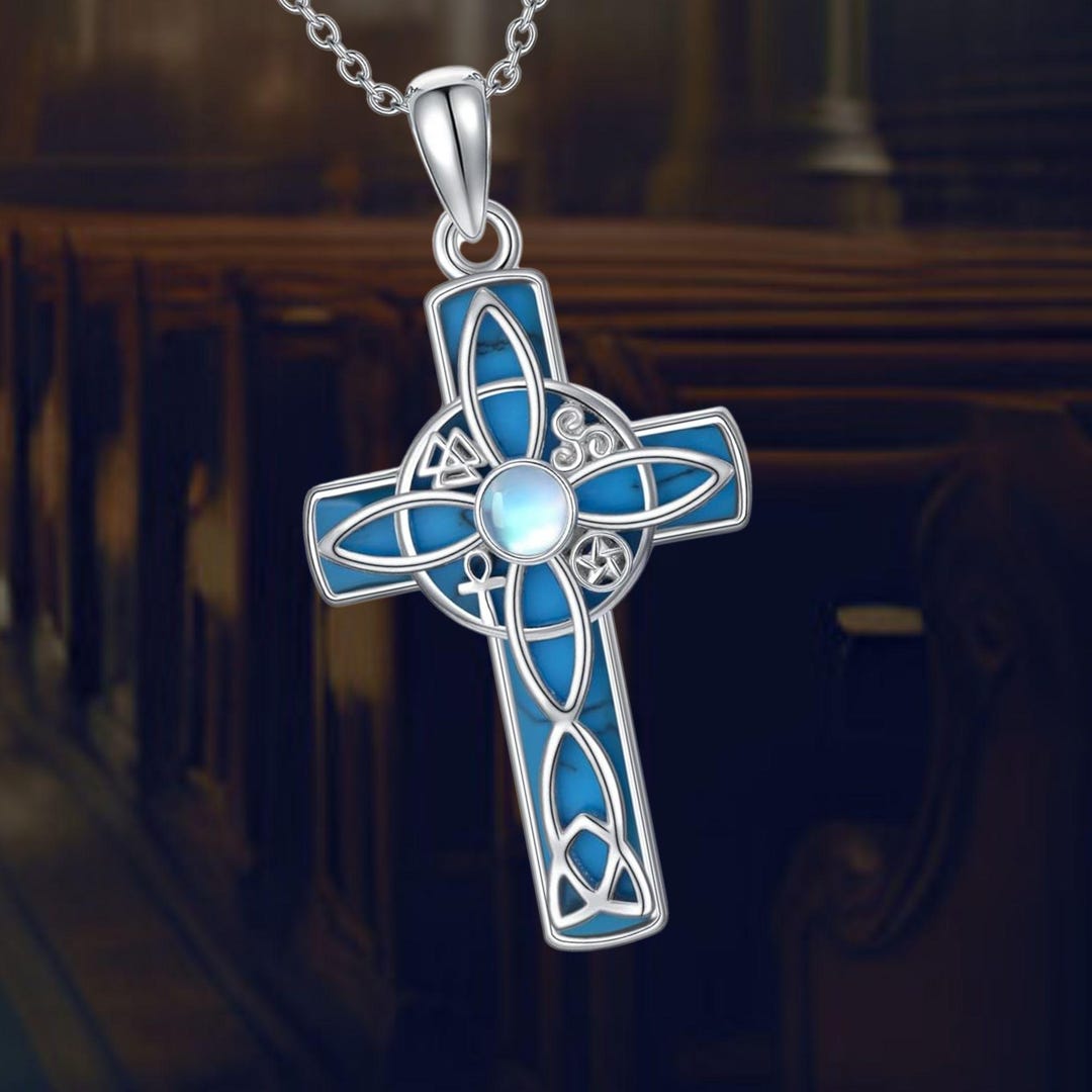 925 Sterling Silver Celtic Witch Knot Necklace Cross Pendant Jewelry ...