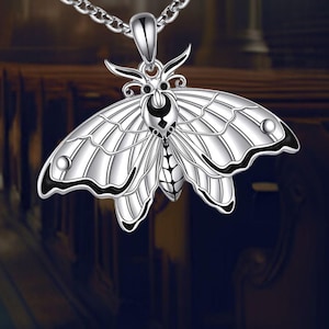Collana con falena per uomo e donna in argento sterling con ciondolo regolabile a catena
