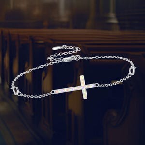 Christian Cross Bracelet 925 Sterling Silver Cross Bracelet for Women