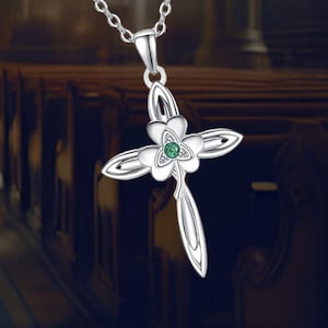 925 Sterling Silver Irish Celtic Cross Pendant Necklace Faith Jewelry Gift for Women