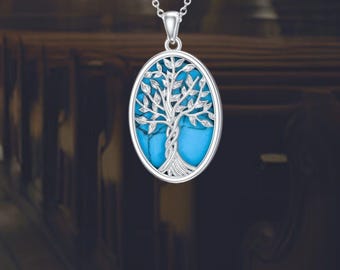 Tree of Life turkoois ketting 925 sterlingzilveren ketting voor dames