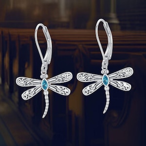 925 Sterling Silver Dragonfly Drop Dangle Earrings Dragonfly Earrings for Women