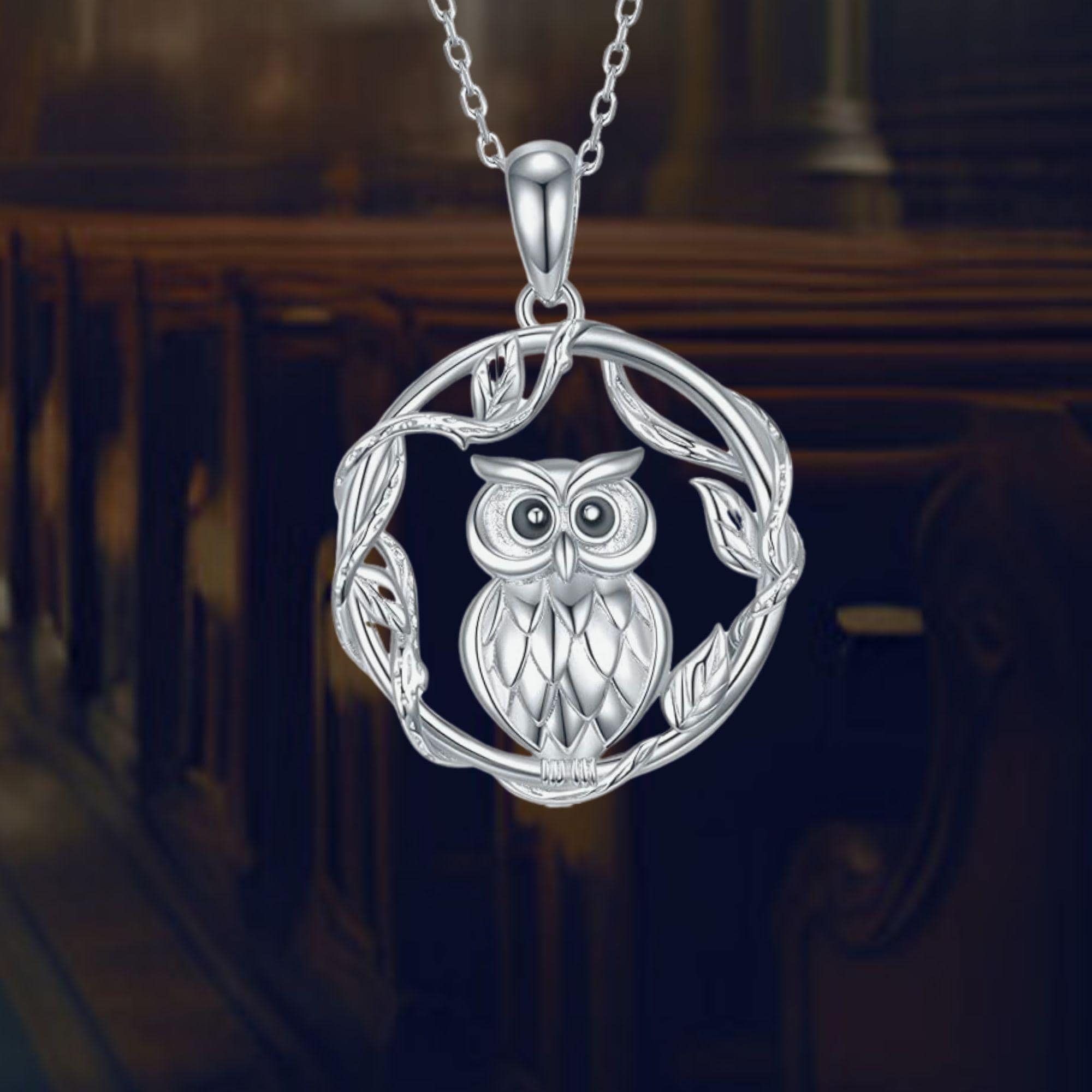 Owl Necklace 925 Sterling Silver Owl Bird Necklace Jewelry for Women