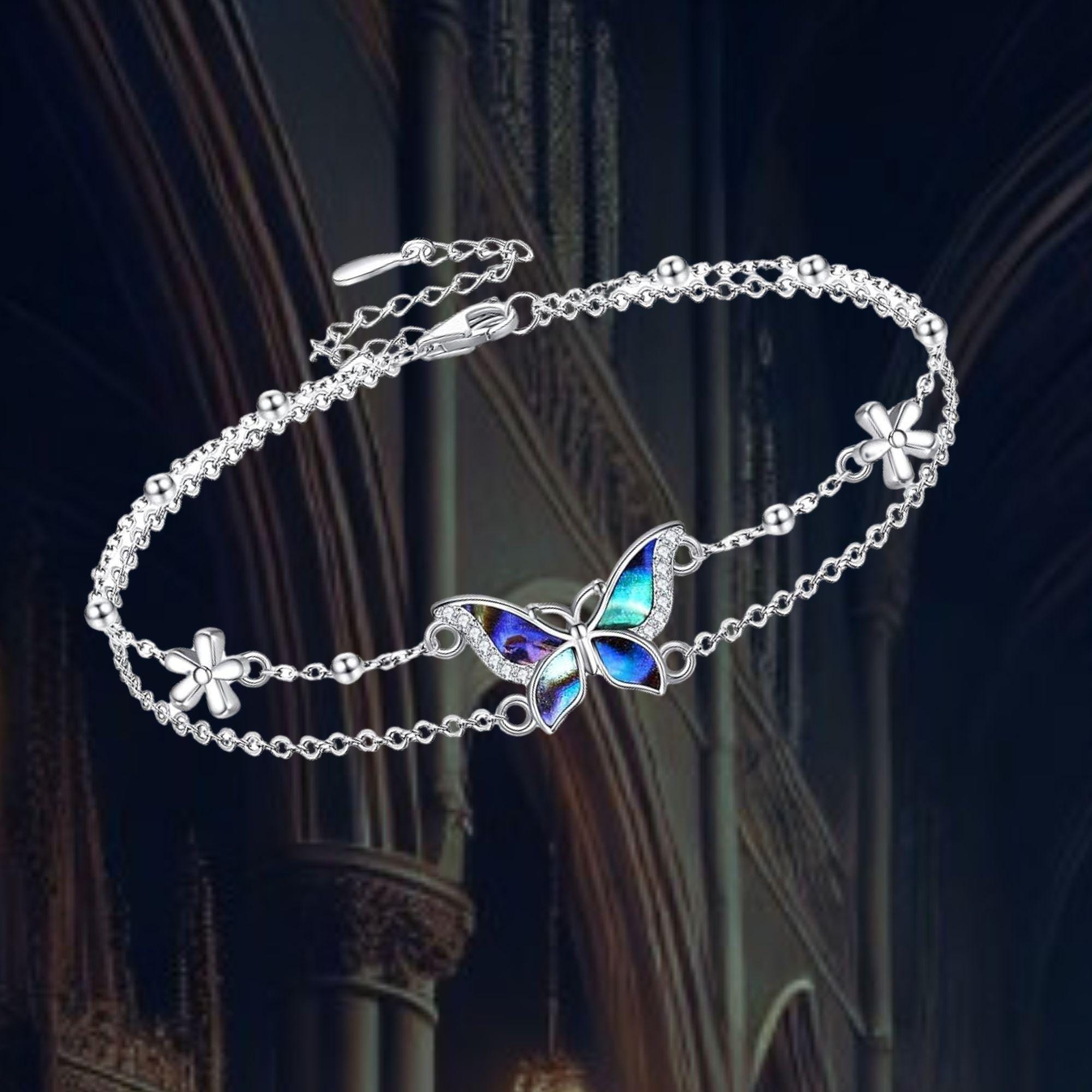 Handmade Women's Silver Plated Butterfly Charm Braided Shamballa Bracelet (Adjustable)