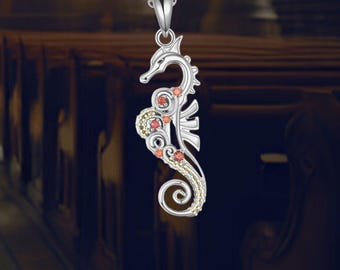 Seahorse Necklace for Women 925 Sterling Silver Cute Seahorse Pendant Necklace