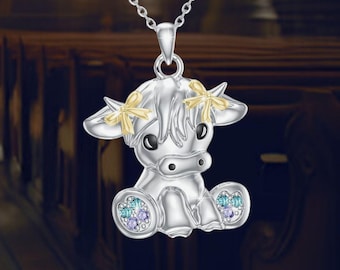 Collana Donna Con Ciondolo Mucca In Argento 925 – Incisione "Forever In My Heart" – Regalo Compleanno