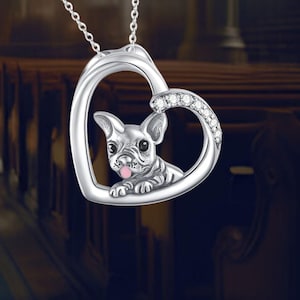 French Bulldog Necklace Sterling Silver Cute Dog Pendant Necklace For Women