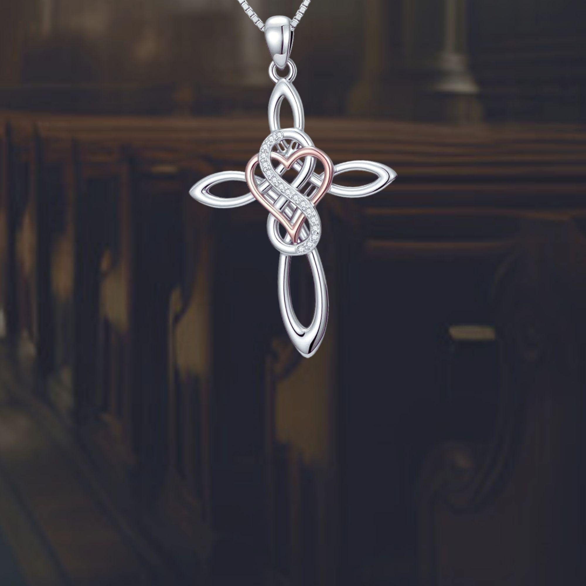 Celtic Knot Infinity Cross Necklace 925 Sterling Silver Christian ...