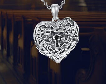 Lock Love Heart Necklace 925 Sterling Silver Door Locker Necklace For Women Girls