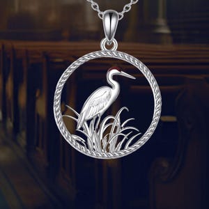Heron Bird Necklace 925 Sterling Silver Jewelry Heron Gift Jewelry for Women