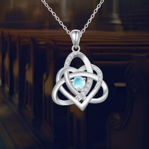 Celtic Love Knot Moonstone Necklace For Women 925 Sterling Silver Celtic Necklace For Women