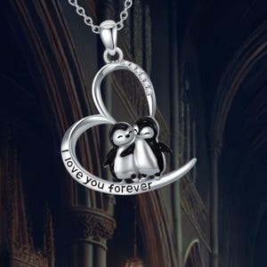 Penguin Necklace For Women 925 Sterling Silver Animal Pendant Jewelry for Daughter Cute Animal Necklace for Women