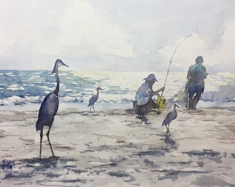 Looking for Lunch, beach, heron, florida, fishing, ocean fishing, coast, coastal, water, ocean, summer, shore birds, beach life