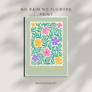 Flower Umbrella No Rain No Flowers Vintage Poster Home Decor