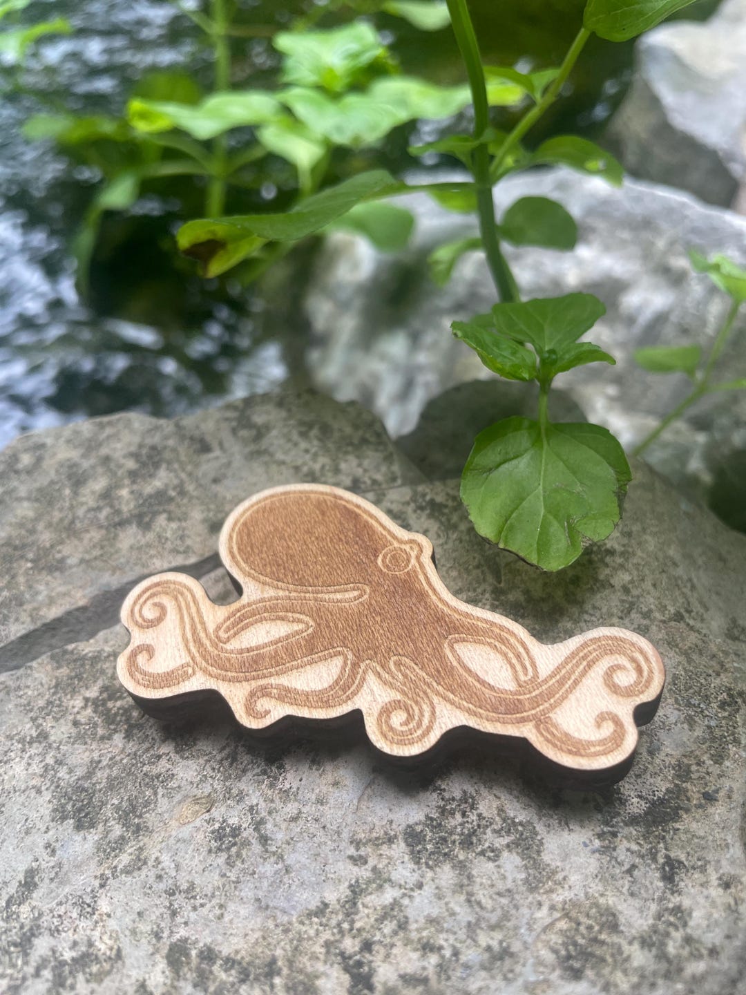 Engraved Wood Octopus Magnet: Rustic Fridge Decor Gift - Etsy