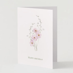Cartão de aniversário - Floral, flores, mini buquê, cartão para amiga, namorada, melhor amiga