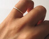 Silver Ring, Thin Band Ring, Skinny Ring, Sterling Silver, Ridged Texture - Skinny & Single Ring