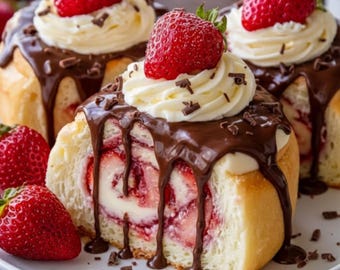 Sweet Strawberry Cheesecake Rolls Recipe Romantic Valentine’s Day Dessert | Printable PDF Download Instant Sweets for special occasions