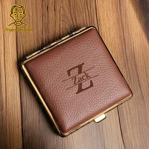 Personalized Leather Cigarette Case,Custom Leather Cigarette Holder,Monogrammed Cigarette Case,Cigarette Box For 20 Fine Cigarettes,Him Gift