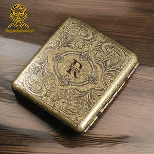 Étui à cigarettes en bronze personnalisé, porte-cigarettes en métal personnalisé, étui à cigarettes monogrammé, boîte à cigarettes pour 20 cigarettes fines, meilleurs cadeaux