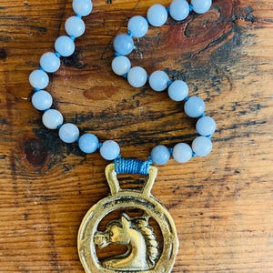 Antique Pony Brass Medallion Necklace