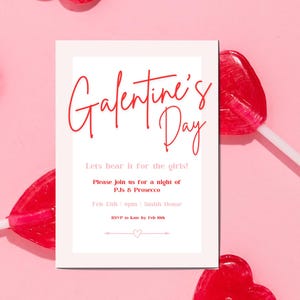 Galentine's Day Party einladen, Valentinstag, Girls Night, Let's Go Girls, Pink, Cheers, Cocktail, Evite, bearbeitbare Canva Vorlage, Ladies