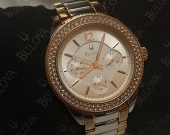 Bulova Women's Two-Tone Crystal Watch, model 98N100