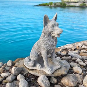 Massive German Shepherd figure, Outdoor dog yard sculpture, Concrete pets lovers gift statue, Large German Shepherd memorial grave stone