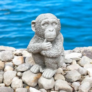 Stone Chimpanzee monkey figure, Concrete Chimpanzee monkey sculpture, Wild baby monkey statue, Animal ornament, Cement gorilla figurine