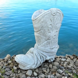 Cowboy boot statue, Flowers planter decoration, Boot pot sculpture, Massive cowboy shoe figurine, Pot for farm, Cement planter ornament