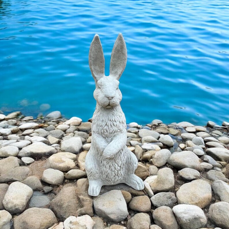 Rabbit Garden Statue, Outdoor Bunny With Big Ears Massive Sculpture ...
