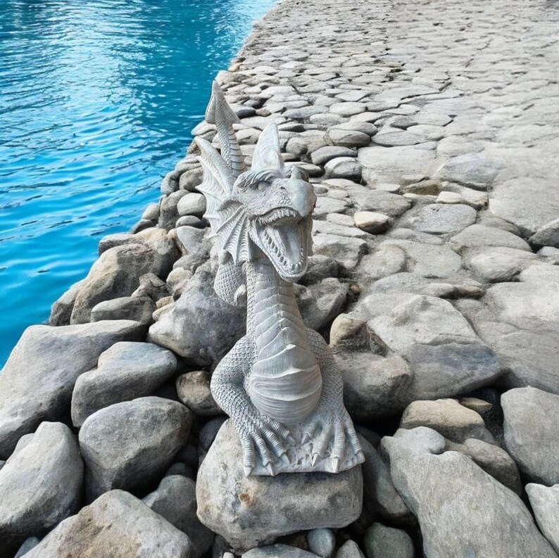 Large Dragon Figure, Concrete Dragon Sculpture, Three Pieces Dragon ...