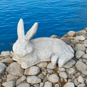 Wild rabbit figure, Concrete bunny sculpture, Outdoor animals garden decoration,  Split ears rabbit figurine, Forest bunny statuary